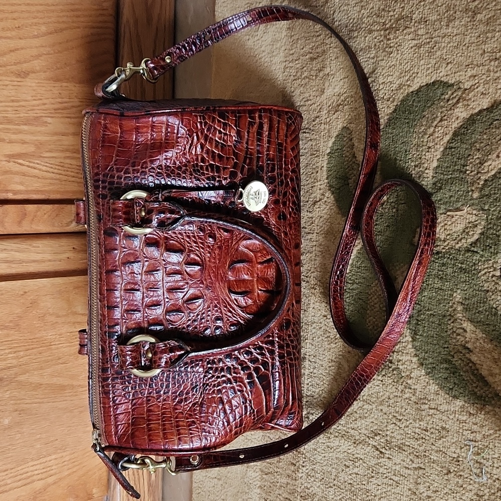 Brahmin Pecan  Croc-Embossed Shoulder Bag - Picture 2 of 16